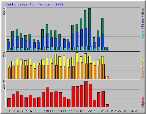 Daily usage for February 2009
