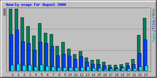 Hourly usage for August 2008