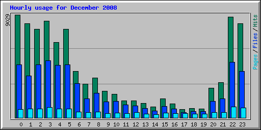 Hourly usage for December 2008