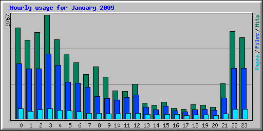 Hourly usage for January 2009
